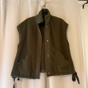 Amazon Olive Sherpa Vest with Pockets